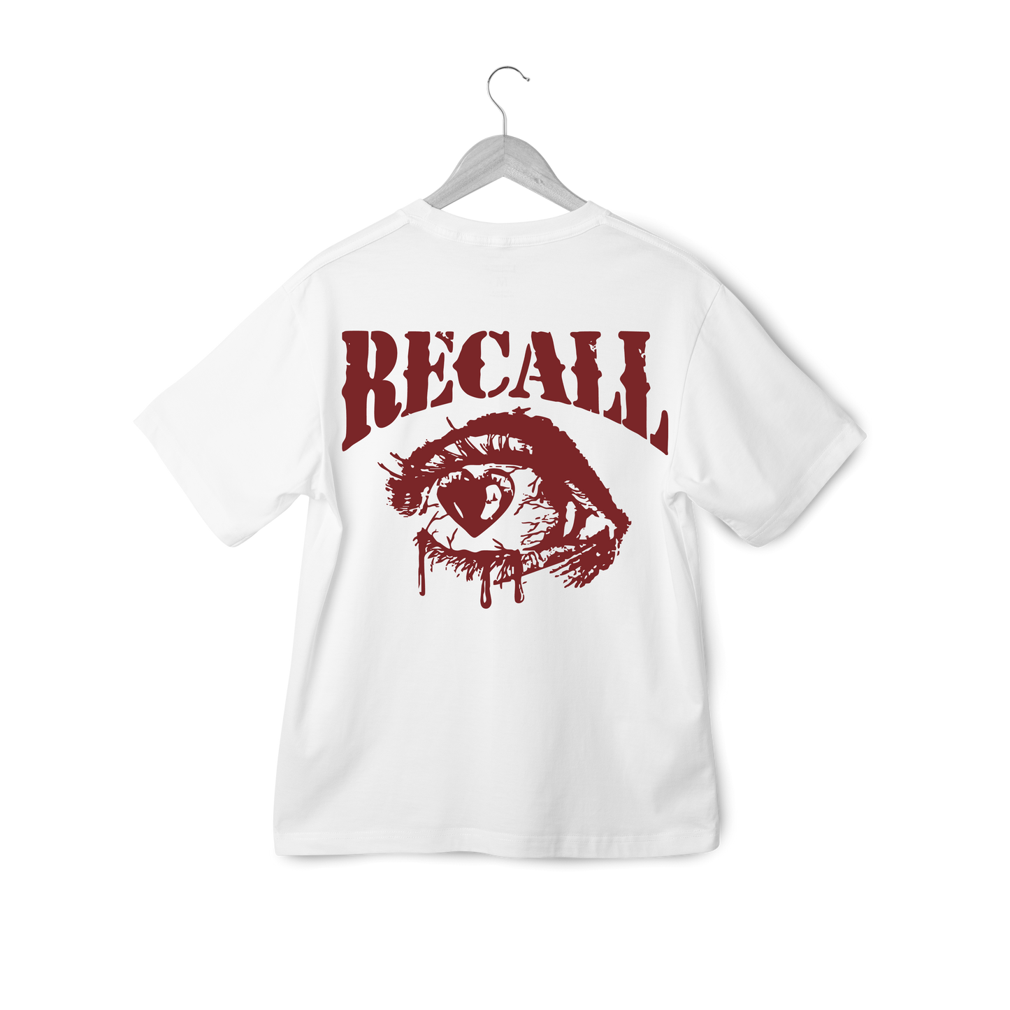 "Recall" Gotik Göz Baskılı Beyaz Tişört