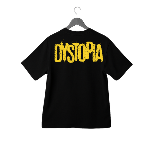 Dystopia "Grunge" Tasarım Oversize Siyah Tişört