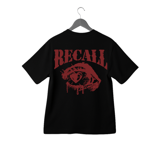 "Recall" Gotik Göz Baskılı Siyah Tişört