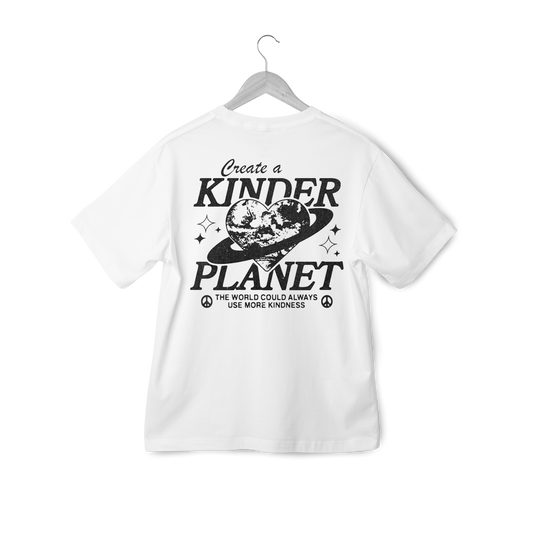 "Create a Kinder Planet" Baskılı %100 Pamuk Tişört | Daha Nazik Bir Dünya İçin!
