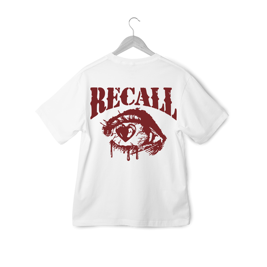 "Recall" Gotik Göz Baskılı Beyaz Tişört